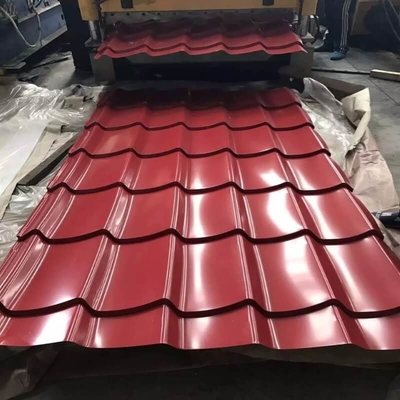 ISO 9001 Red Pre Painted Iron Sheets 610mm Berwarna Atap Bergelombang