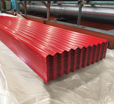 DX52D 3m Lembar Atap Dilapisi Warna Lembar Atap Logam Bergelombang Merah
