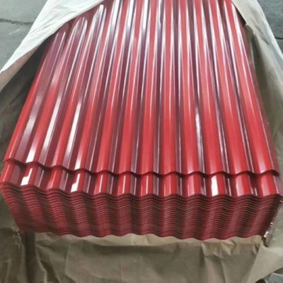 Bangunan Z30 Color Coated Roofing Sheet SGCC 7-30um Panel Atap Logam Merah