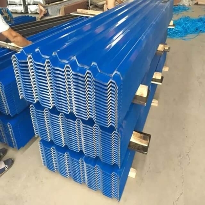 ISO 18001 JIS Blue Metal Roof Panels 7-30um Color Coated Corrugated Sheets