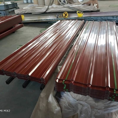 Lembar Atap Dilapisi Warna 750mm SGCC Gi Color Coated Corrugated Sheet
