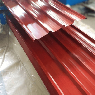 8-35 Micron Corrugated Color Coated Roofing Sheet Terpal Merah ASTM